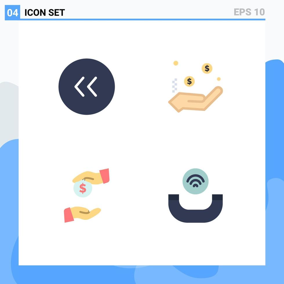 conjunto de pictogramas de 4 ícones planos simples de setas suborno dólar esquerdo corrupto elementos de design de vetores editáveis