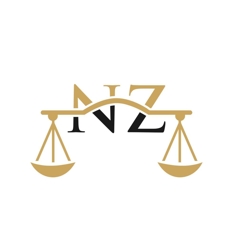 carta nz design de logotipo de escritório de advocacia para advogado, justiça, advogado, jurídico, serviço de advogado, escritório de advocacia, escala, escritório de advocacia, advogado de negócios corporativos vetor
