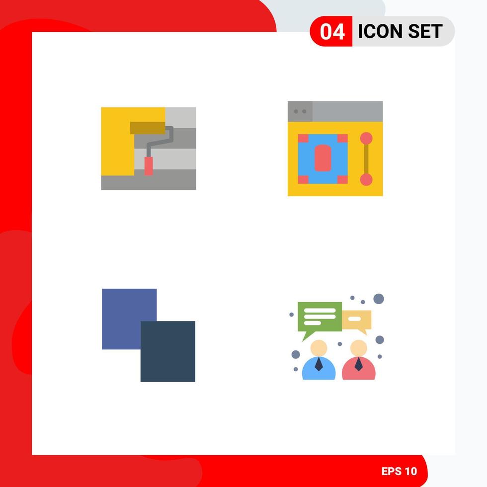 pacote de 4 sinais e símbolos de ícones planos modernos para mídia impressa na web, como elementos de design de vetores editáveis de negócios de designer de ferramentas de cópia de construção