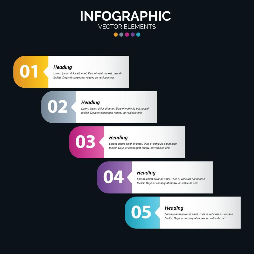 Diagrama de infográficos de 5 opções, etapas ou processos de conceito de negócios de web design de relatório anual vetor