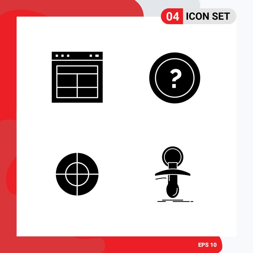 4 ícones criativos sinais modernos e símbolos de texto de suporte de divisão pergunte elementos de design de vetor editável de arma