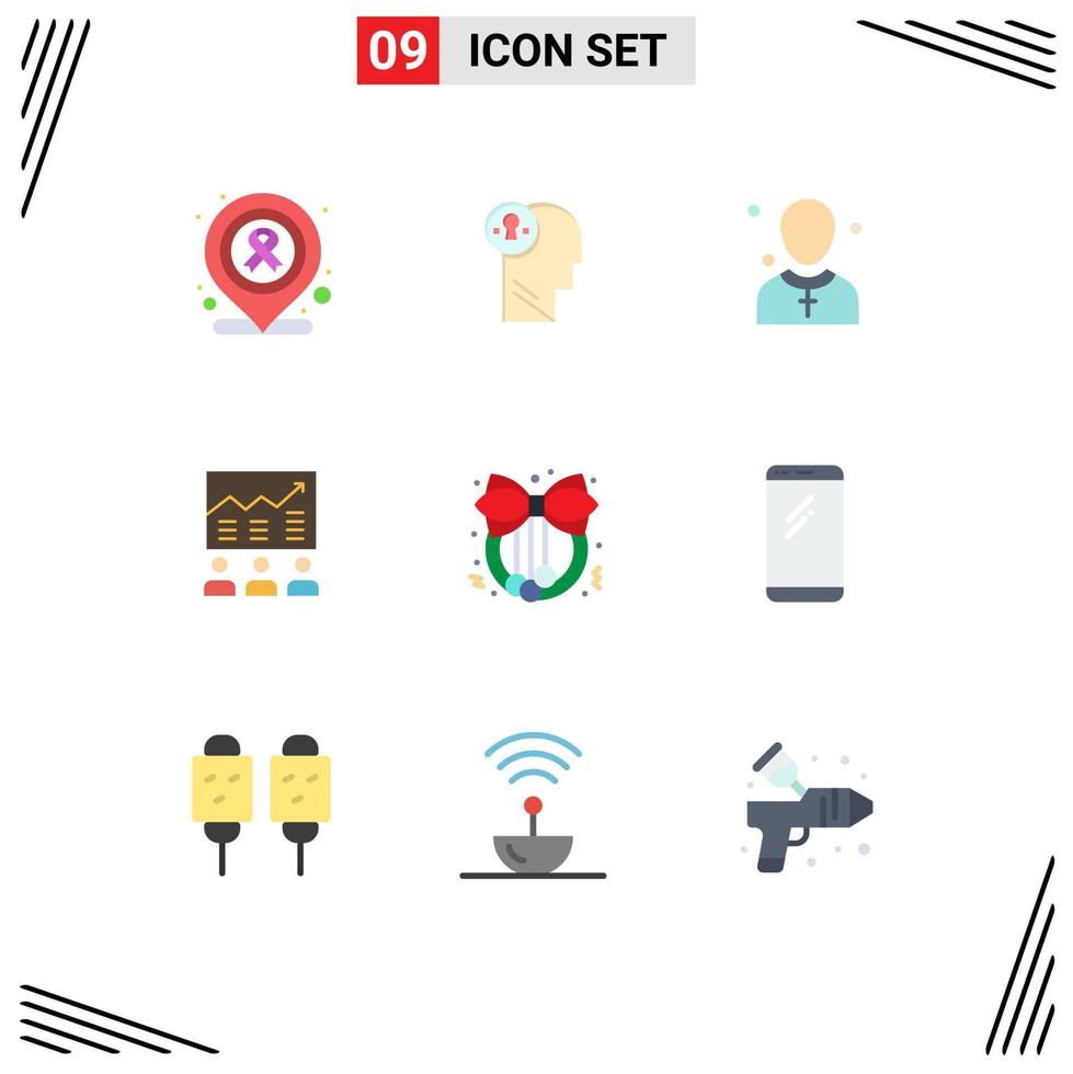 conjunto de 9 símbolos de símbolos de ícones de interface do usuário modernos para esforços de negócios cristão seta pregador elementos de design de vetores editáveis