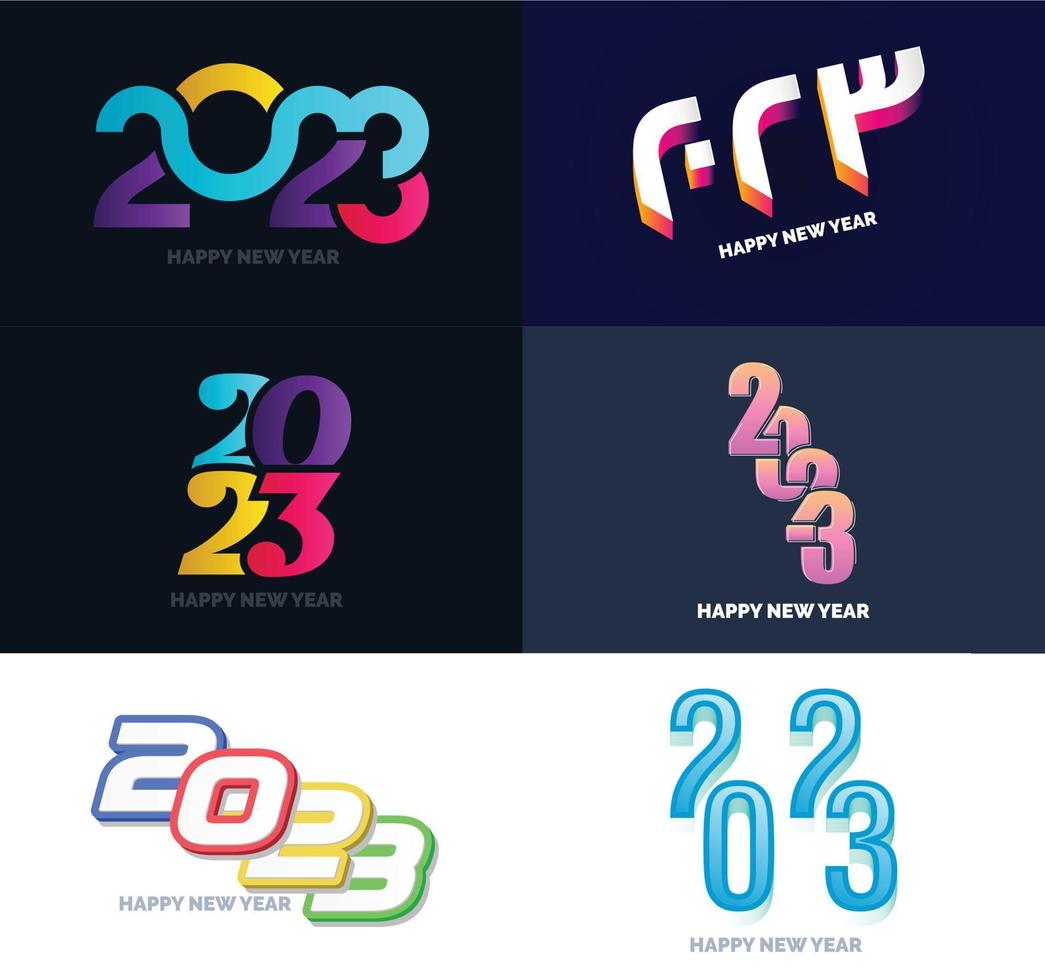 grande conjunto de design de texto de logotipo de feliz ano novo de 2023 modelo de design de número de 2023 vetor