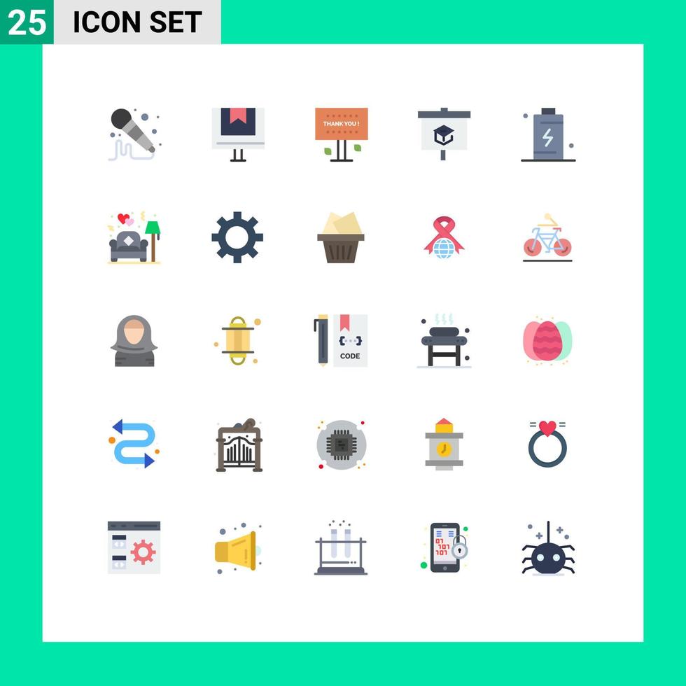 pacote de interface de usuário de 25 cores planas básicas de apresentação de bateria saudação educação graças a elementos de design de vetores editáveis