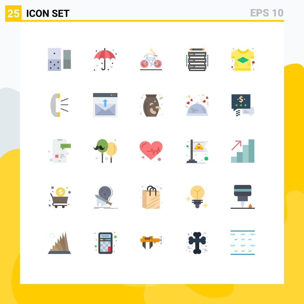 pacote de interface do usuário de 25 cores planas básicas do rack de bicicletas do servidor brasileiro editar elementos de design vetorial editáveis vetor