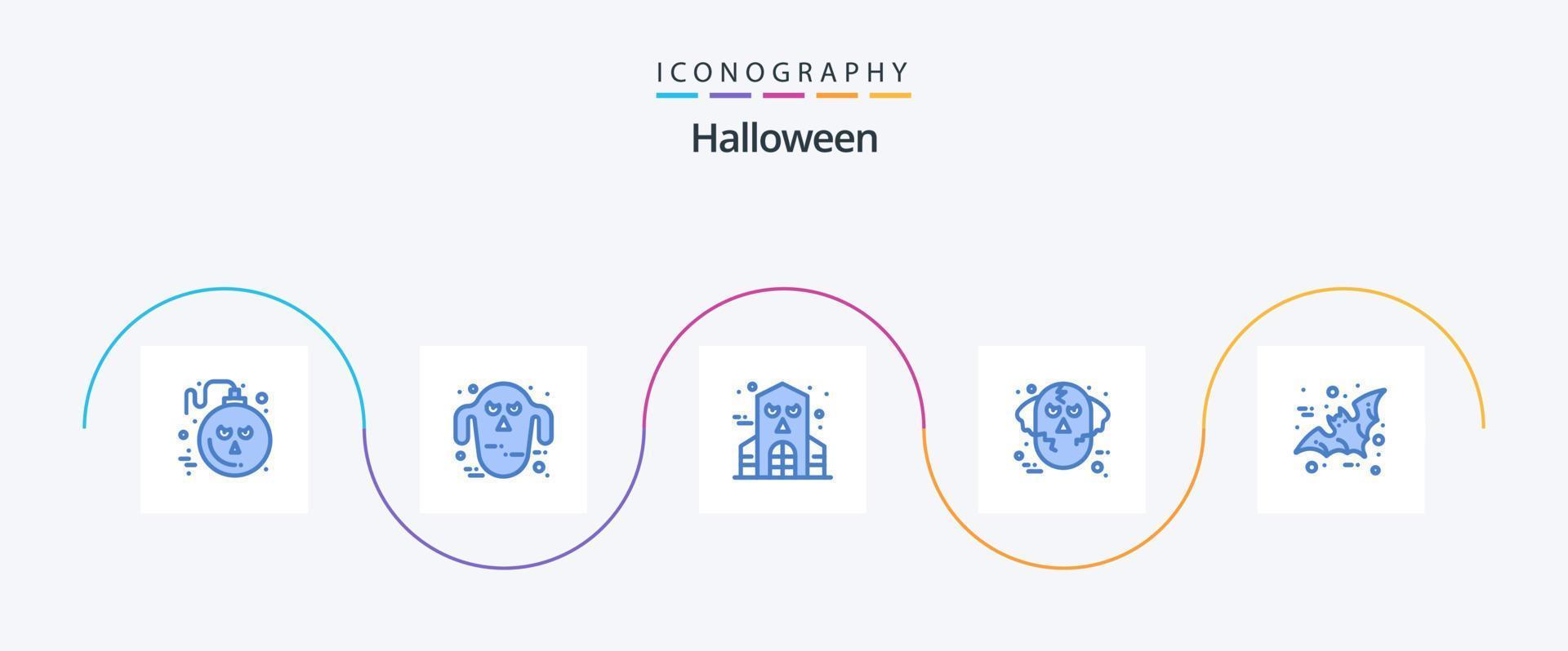 pacote de ícones do halloween blue 5 incluindo pássaro. lobo. dia das Bruxas. lobo de guerra. dia das Bruxas vetor