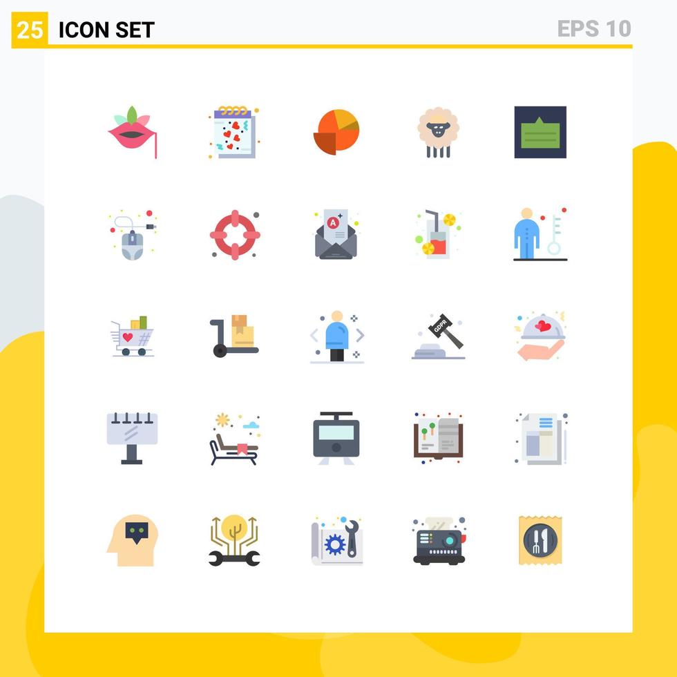 grupo de 25 sinais e símbolos de cores planas para elementos de design de vetores editáveis de notas de carneiro de primavera