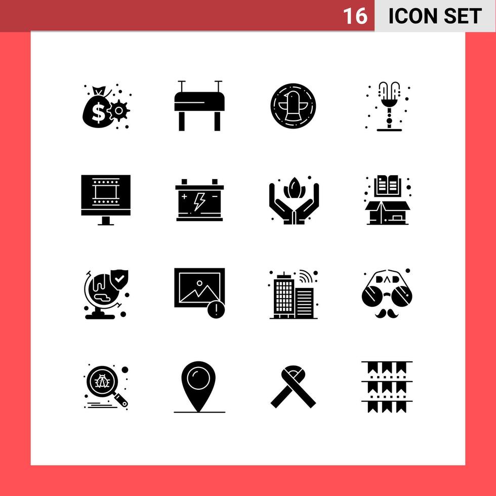 16 ícones criativos sinais e símbolos modernos de celebração de moldura de foto de acumulador moldura de foto digital romance elementos de design de vetores editáveis