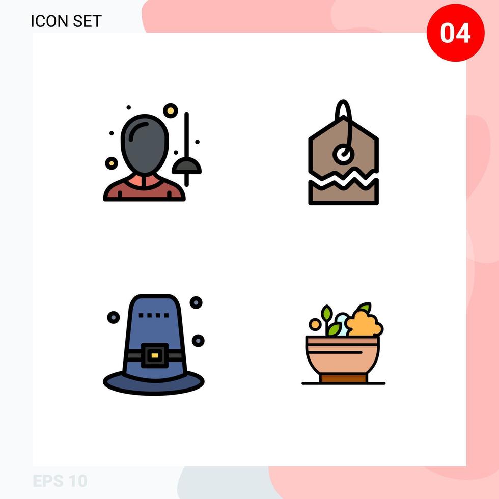 pacote de cores planas com linha preenchida de 4 símbolos universais de elementos de design de vetores editáveis de ervas de marca de espada de feriado feminino