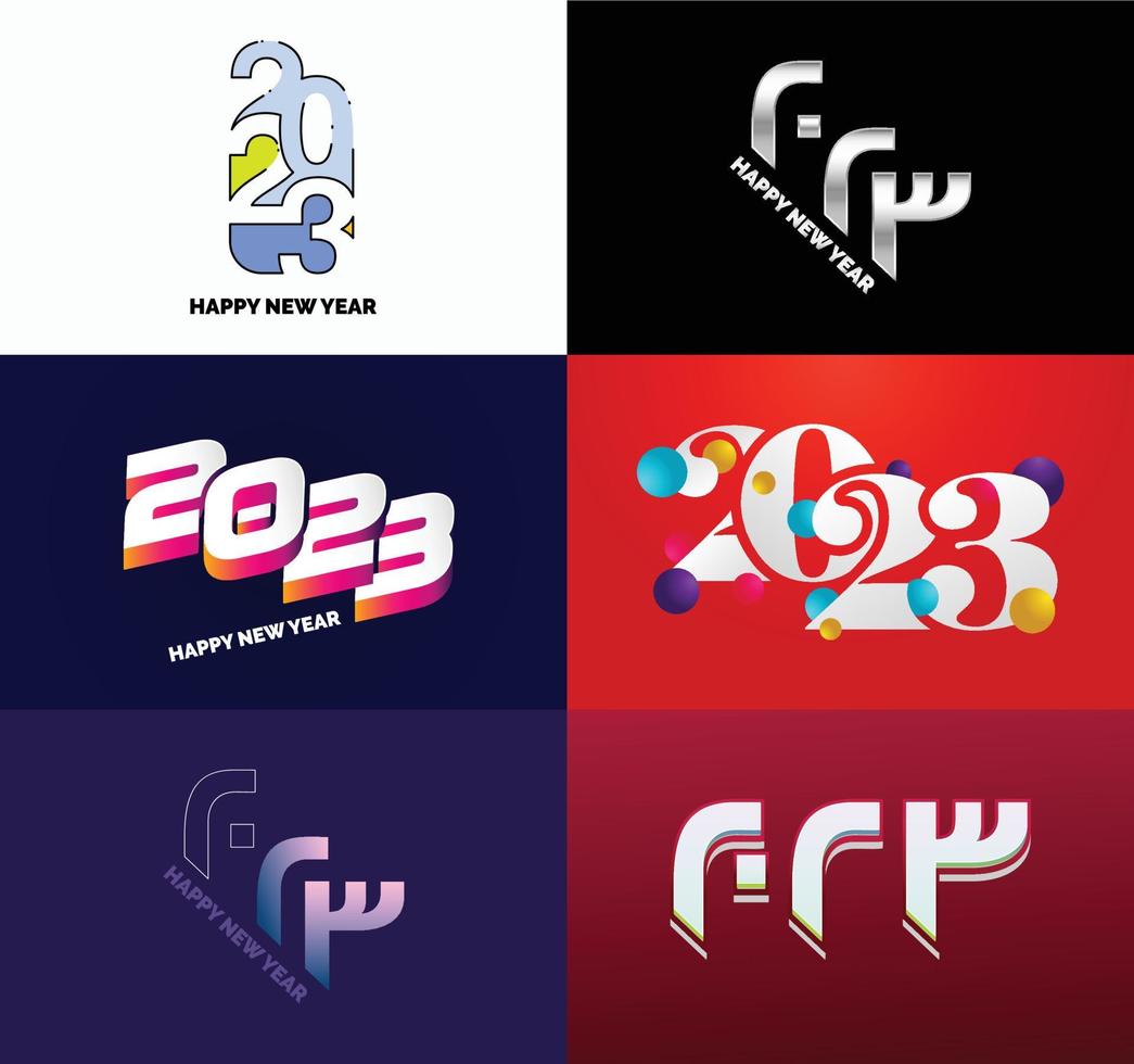 grande conjunto de design de texto de logotipo de feliz ano novo de 2023 modelo de design de número de 2023 vetor