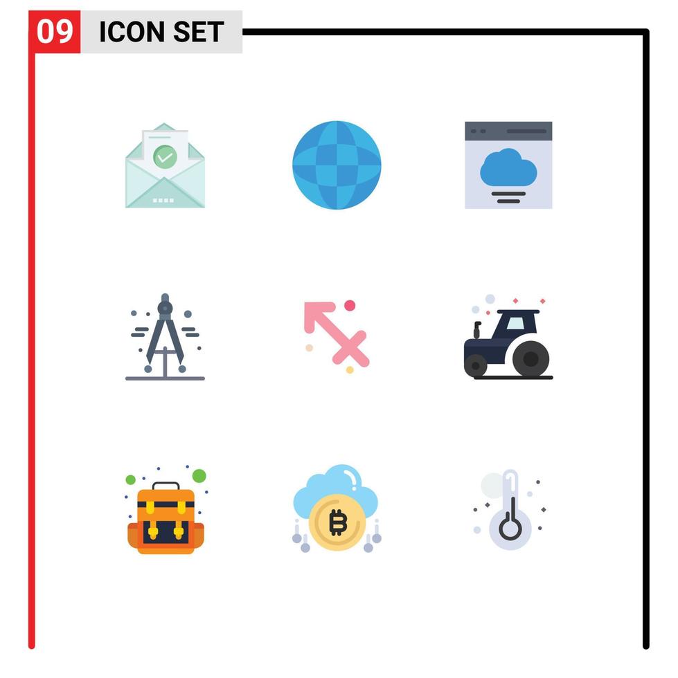 9 interface de usuário pacote de cores planas de sinais e símbolos modernos da grécia sagitário comunicação astrologia divisor elementos de design de vetores editáveis