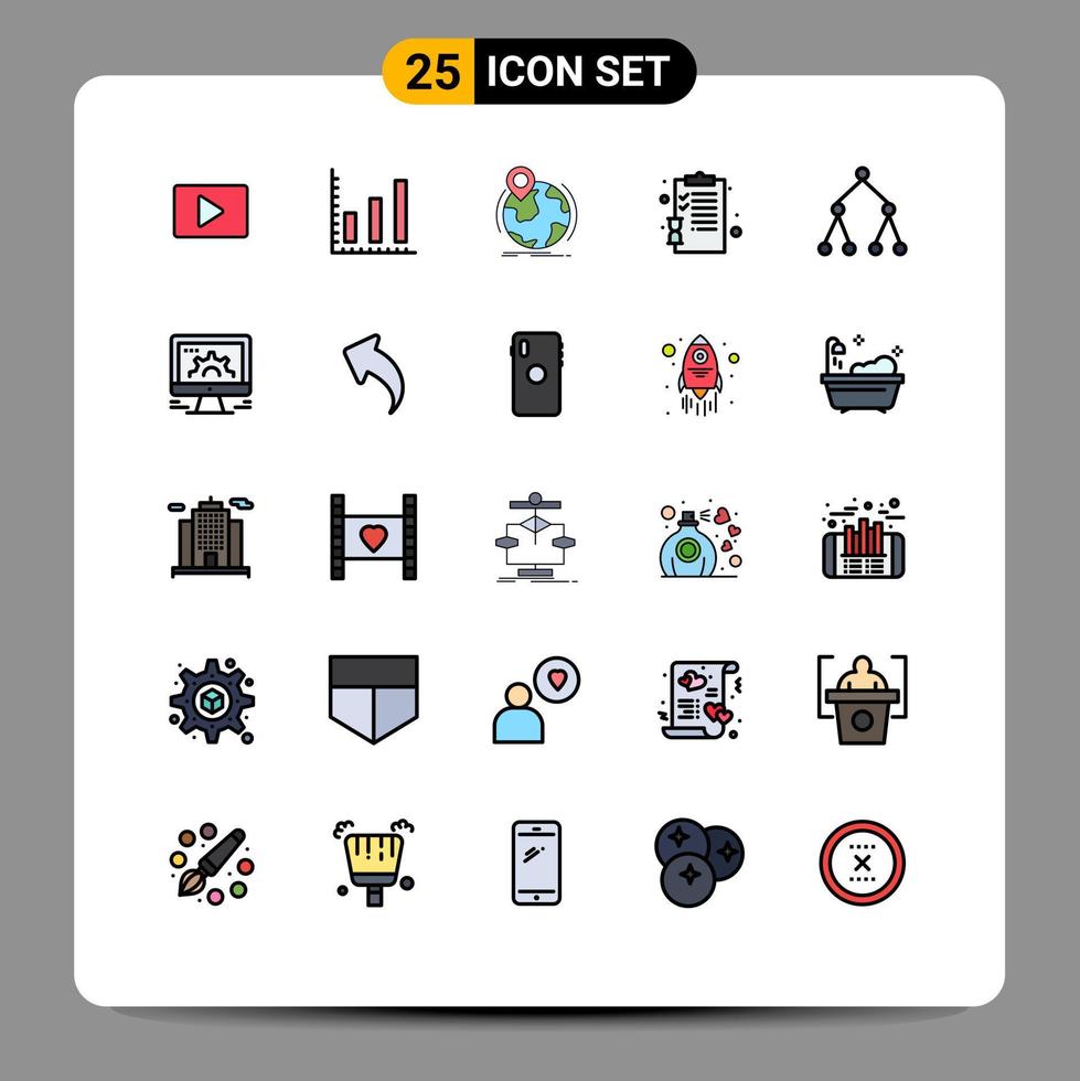 25 ícones criativos sinais modernos e símbolos de páginas sociais globo educação de volta à escola elementos de design de vetores editáveis