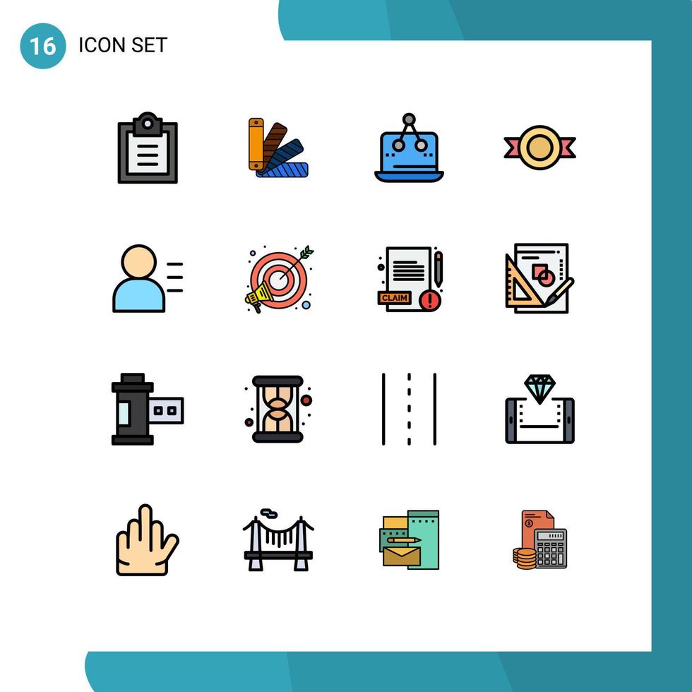 conjunto de 16 sinais de símbolos de ícones de interface do usuário modernos para etiqueta de adesivo digital de educação de persona elementos de design de vetor criativo editável