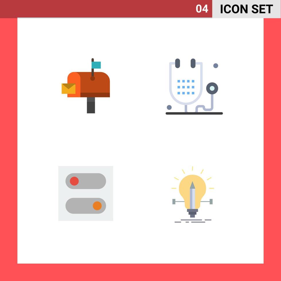 4 ícones planos de vetores temáticos e símbolos editáveis do formulário de agência postal de controle de correio alternam elementos de design de vetores editáveis