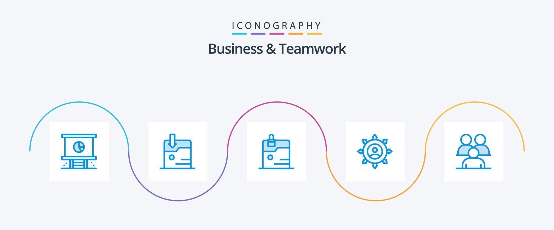 pacote de ícones azul 5 de negócios e trabalho em equipe, incluindo gerente. conexão. o negócio. tecnologia vetor