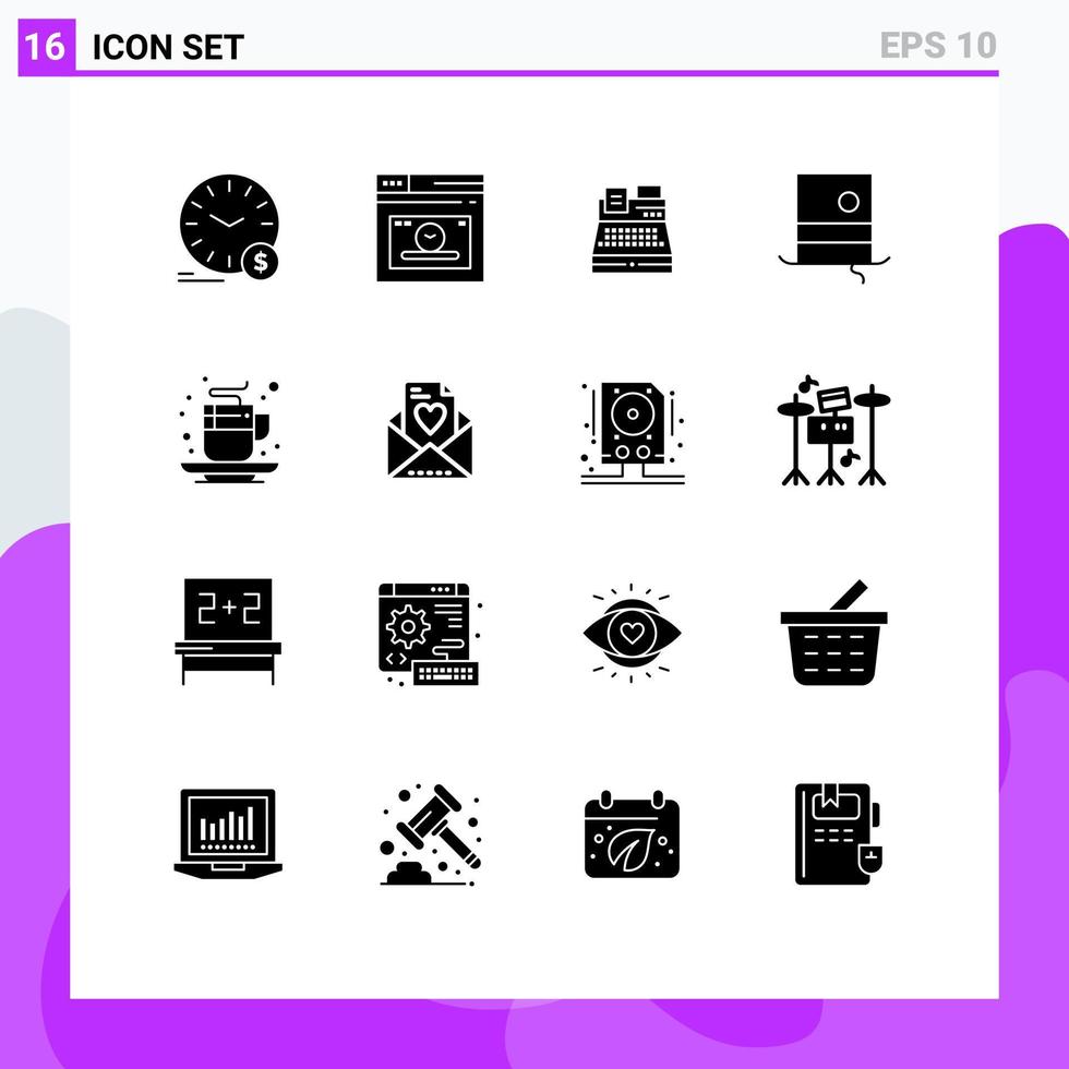 16 interface do usuário pacote de glifos sólidos de sinais modernos e símbolos do outono hipster tempo chapéu compras elementos de design de vetores editáveis