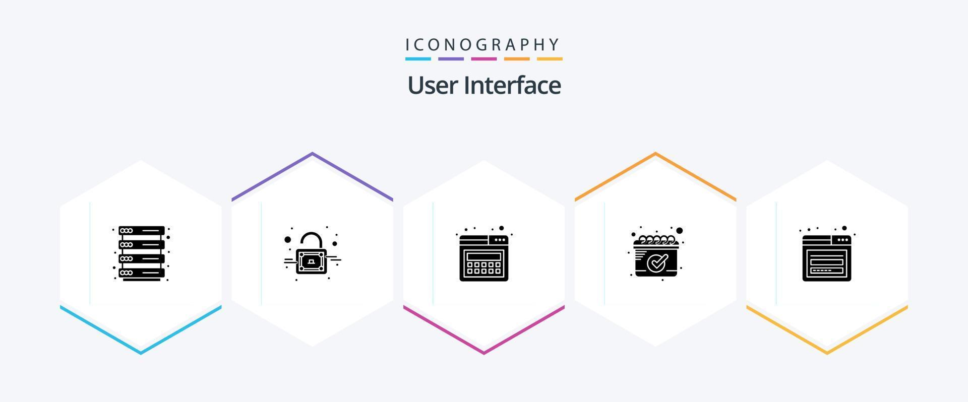 pacote de ícones de 25 glifos de interface do usuário, incluindo . rede. rede. página. conta vetor