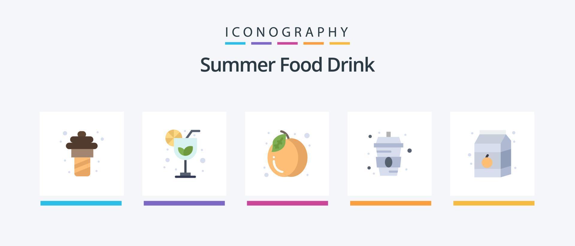 pacote de ícone plano de 5 ícones de bebida de comida de verão, incluindo comida. café da manhã. Comida. agua. Comida. design de ícones criativos vetor