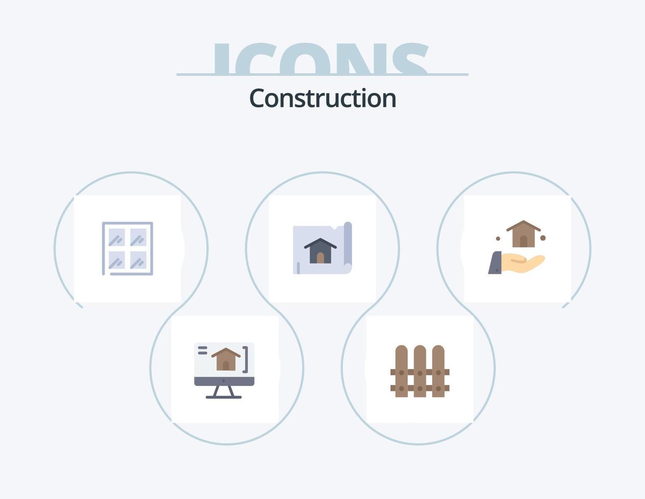 construção plana icon pack 5 design de ícone. . construção. prédio. Construir. lar vetor