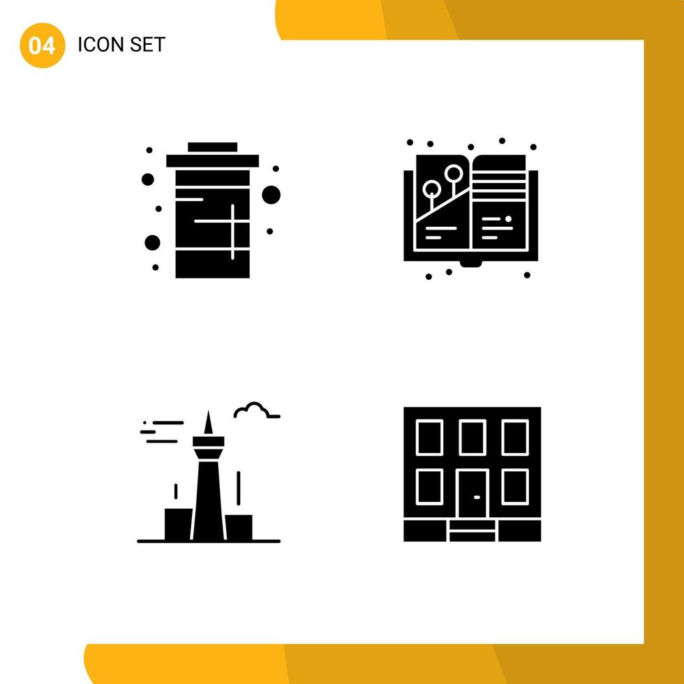 pacote de interface do usuário de 4 glifos sólidos básicos de arquitetura de coque e design de refrigerante da cidade canadá elementos de design de vetores editáveis