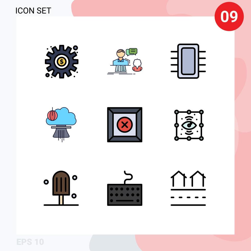 pacote de interface de usuário de 9 cores planas básicas de linhas preenchidas de elementos de design de vetores editáveis de gadget de bomba de suporte de explosão especial
