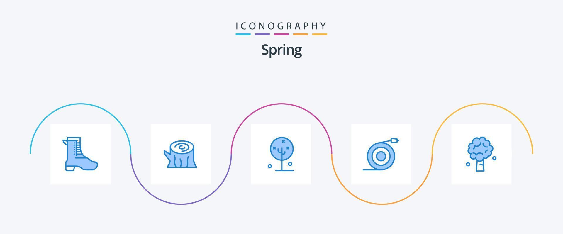 pacote de ícones de primavera azul 5, incluindo árvore. tubo. florescendo. fluxo. natureza vetor