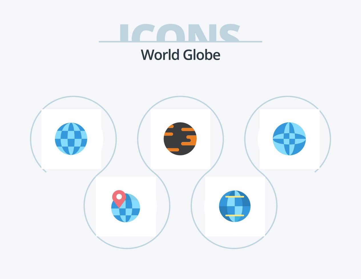 design de ícones do pacote de ícones planos do globo 5. . mundo. vetor