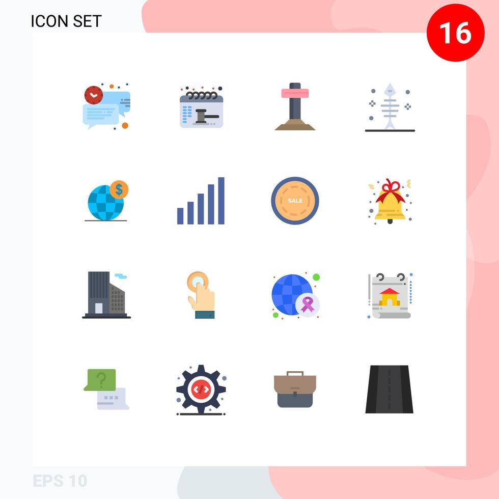 pacote de interface de usuário de 16 cores planas básicas de dólar, equilíbrio de halloween, peixe, páscoa, pacote editável de elementos de design de vetores criativos