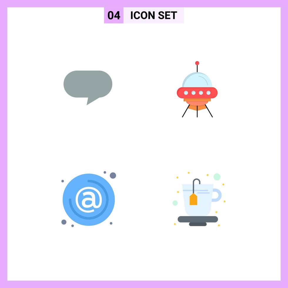 pacote de linha vetorial editável de 4 ícones planos simples do twitter em nave espacial foguete e-mail elementos de design vetorial editável vetor