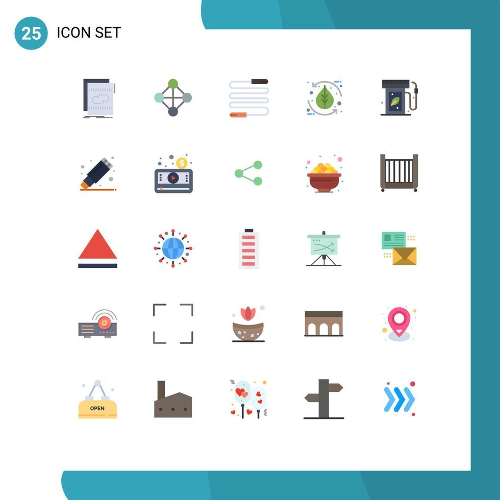 grupo de símbolos de ícone universal de 25 cores planas modernas de folha de dia da terra ambiente de fitness folha elementos de design de vetores editáveis