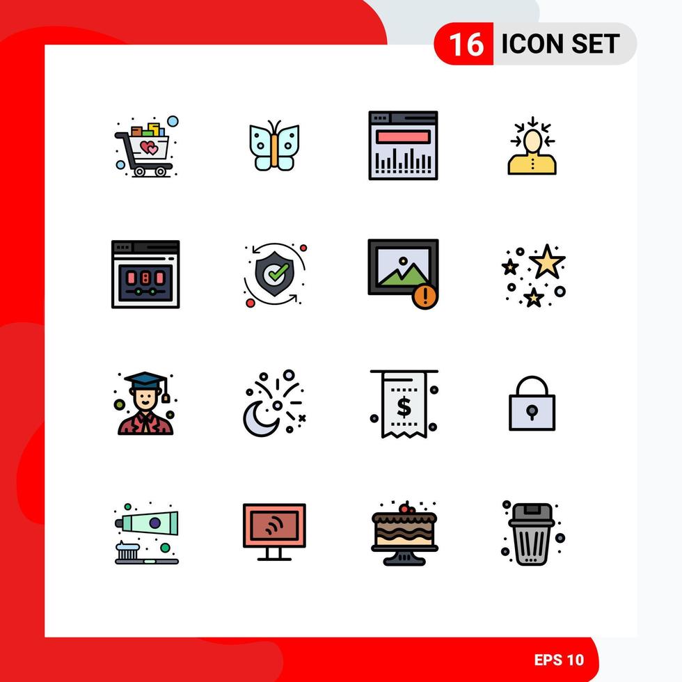 conjunto de 16 sinais de símbolos de ícones de interface do usuário modernos para análise de pessoa de página humana escolhendo elementos de design de vetores criativos editáveis