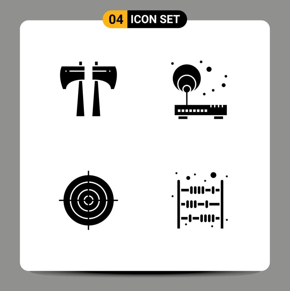 conjunto de 4 sinais de símbolos de ícones de interface do usuário modernos para elementos de design de vetor editável de círculo de ponto de acesso de machado