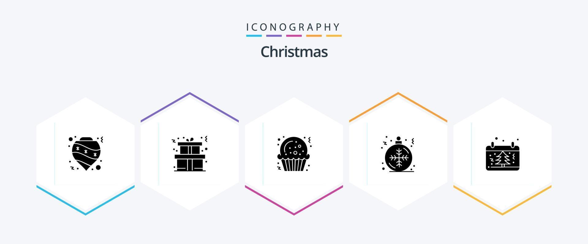 pacote de ícones de 25 glifos de natal, incluindo natal. calendário. Natal. inverno. Natal vetor