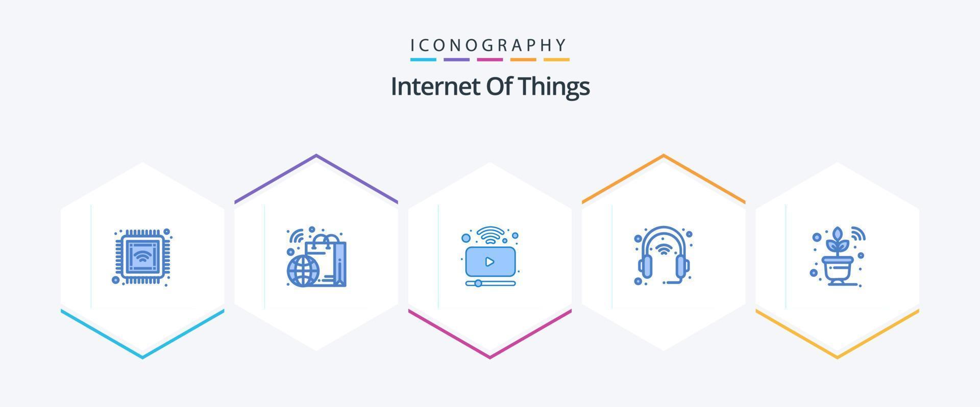 internet das coisas 25 pacote de ícones azul incluindo sensor. definir. filme. fone de ouvido. engenhoca vetor