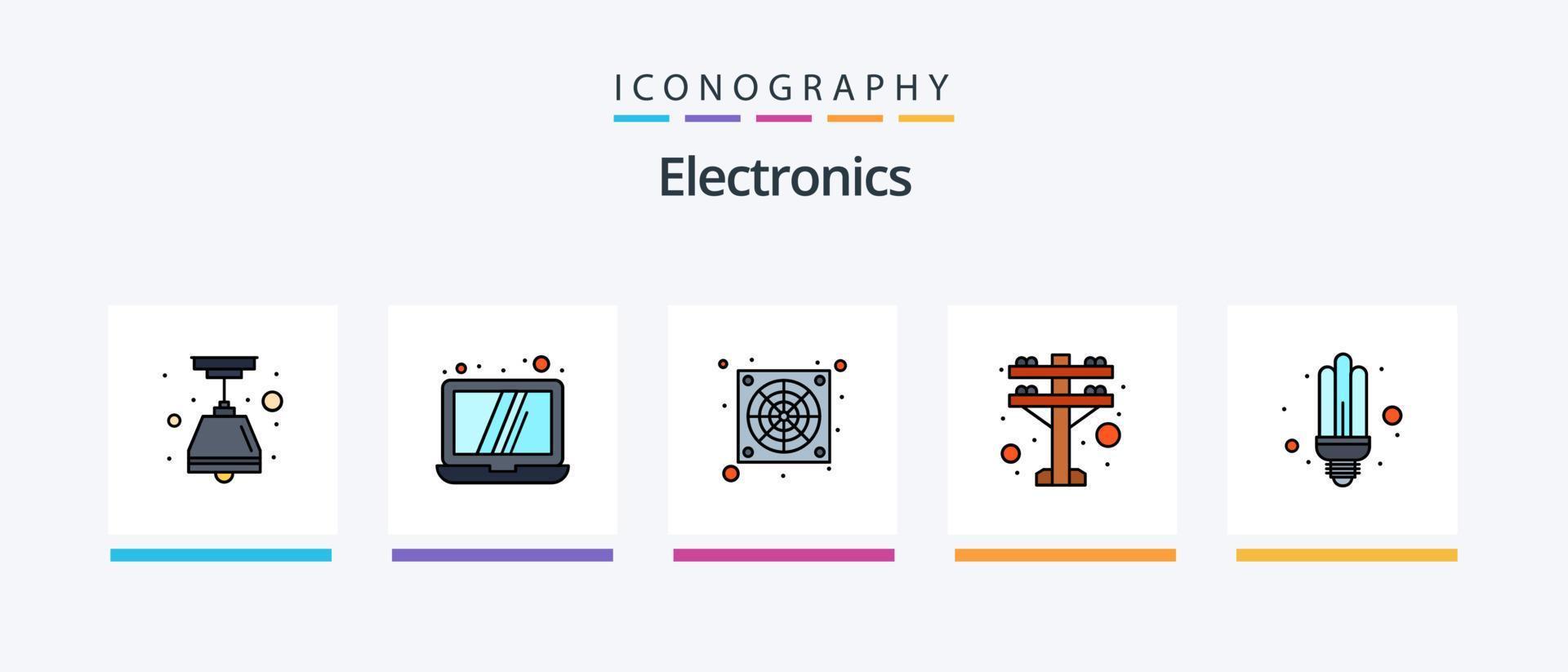 linha eletrônica cheia de 5 ícones incluindo . caminhão. rádio. comunicação. design de ícones criativos vetor