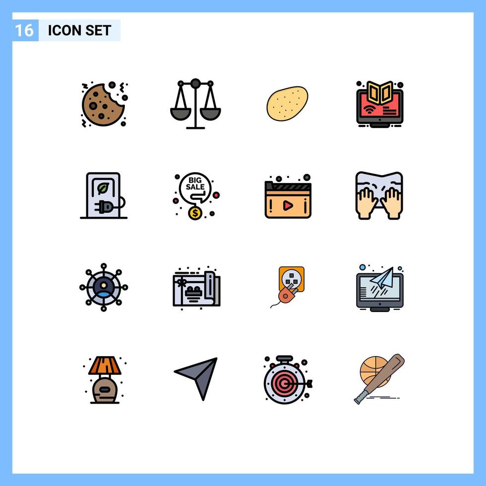 16 ícones criativos sinais e símbolos modernos de curso de comida de carro elétrico webinar elementos de design de vetores criativos editáveis