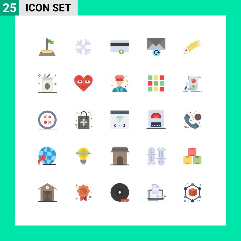 conceito de 25 cores planas para sites móveis e aplicativos meteoro asteróides finanças repita elementos de design de vetores editáveis de correio