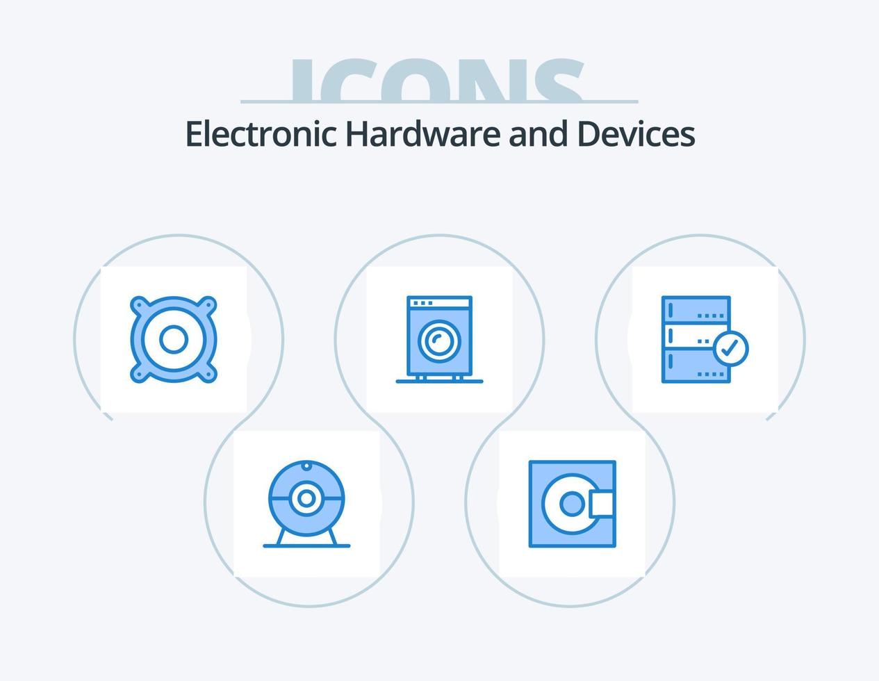 design de ícones do pacote de ícones azuis de dispositivos 5. cópia de segurança. hardware. dispositivos. equipamento. elétrico vetor