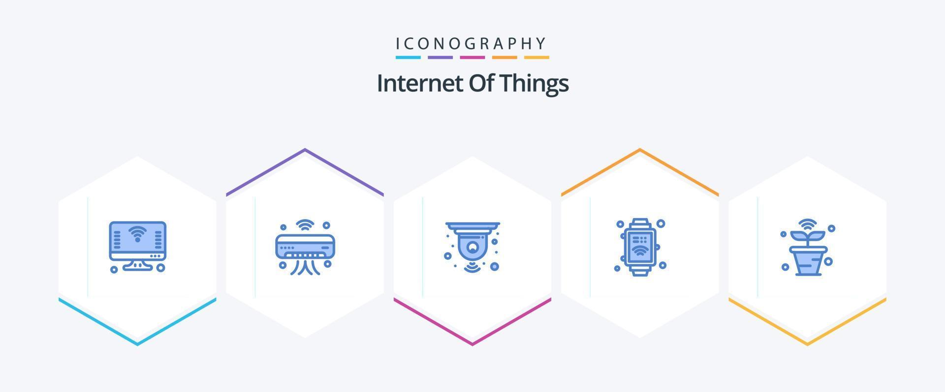 internet das coisas 25 pacote de ícones azul incluindo internet. Internet. iot. relógio de pulso. fechado vetor