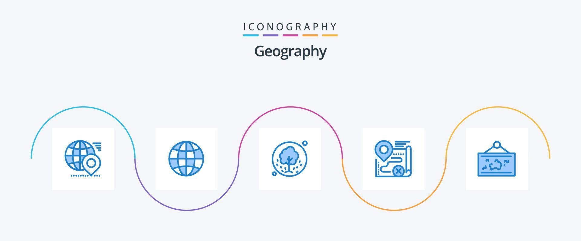 pacote de ícones de geografia azul 5, incluindo alvo. mapa. rede. natureza. plantar vetor