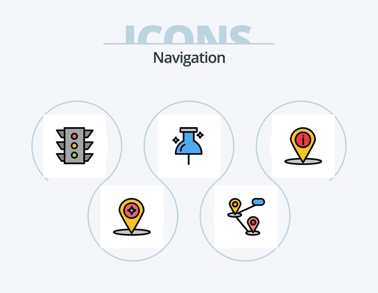 linha de navegação cheia de ícones do pacote 5 design de ícones. localização. mapa. download. download. PIN vetor