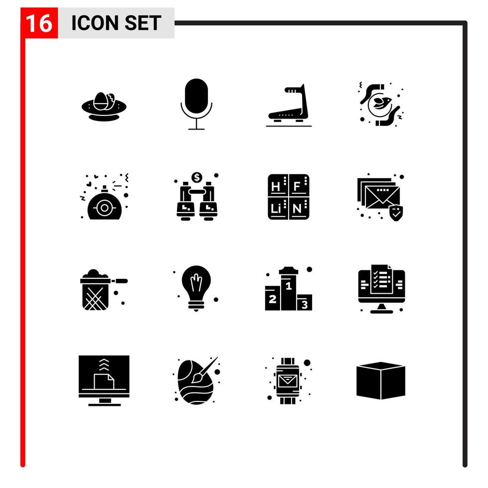 16 ícones criativos, sinais e símbolos modernos de presentes, paz, máquina, liberdade, igualdade, vetores editáveis, elementos de design