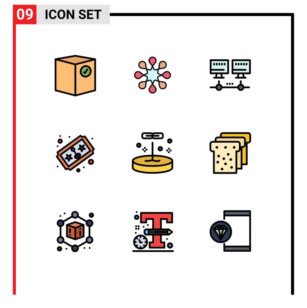 9 interface do usuário pacote de cores planas de linha cheia de sinais e símbolos modernos de jogo de joystick de computador de biologia de laboratório elementos de design de vetores editáveis