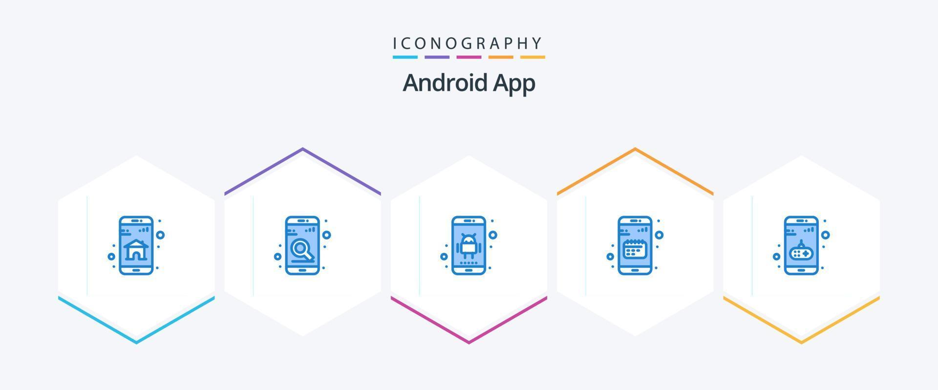 Android app 25 pacote de ícones azul incluindo app. encontro. android. calendário. agenda vetor