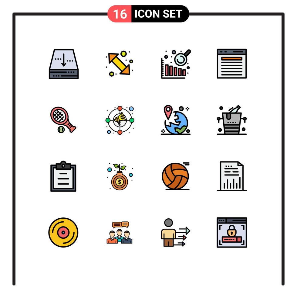 pacote de ícones vetoriais de estoque de 16 sinais e símbolos de linha para o site de raquete, pesquisa correta, encontre elementos de design de vetores criativos editáveis