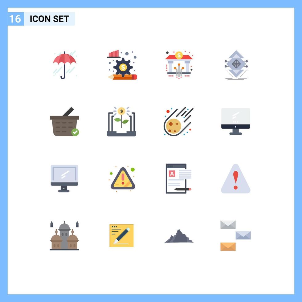 16 ícones criativos sinais e símbolos modernos de estrutura de checkout pacote editável de dados de ciência bancária de elementos de design de vetores criativos