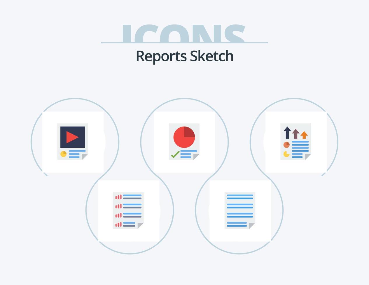 relatórios esboçam design de ícones do pacote de ícones planos 5. página. dados. página. relatório. papel vetor