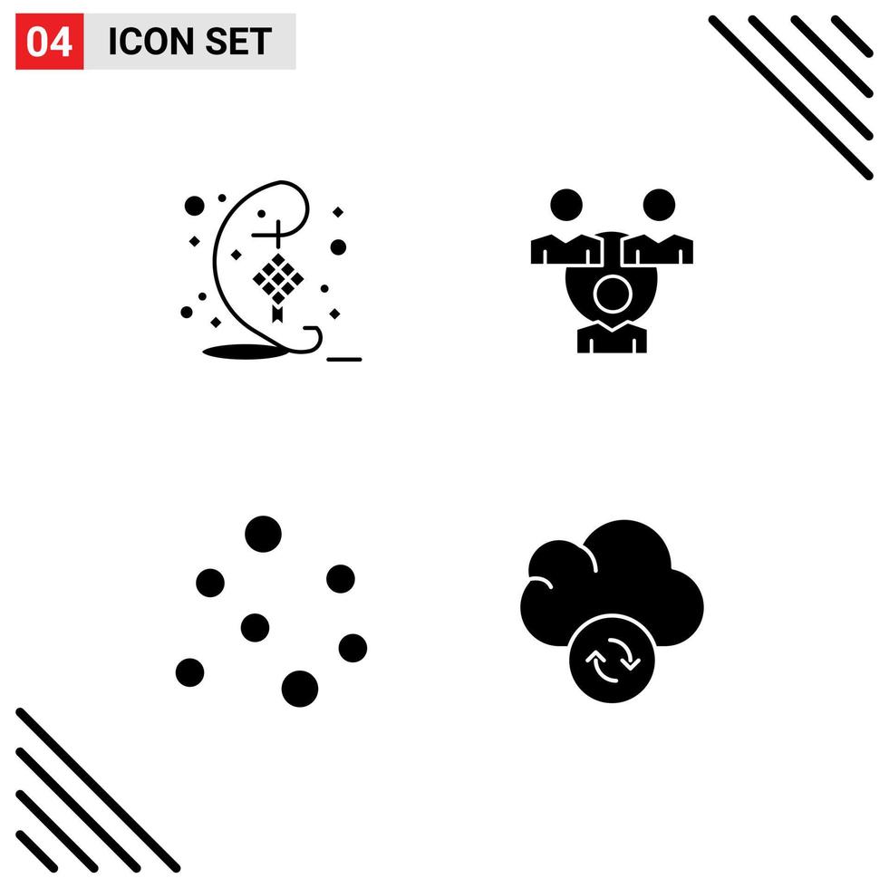 conjunto moderno de glifos e símbolos sólidos, como bolhas de decoração hari raya elementos de design vetorial editável em nuvem de escritório vetor