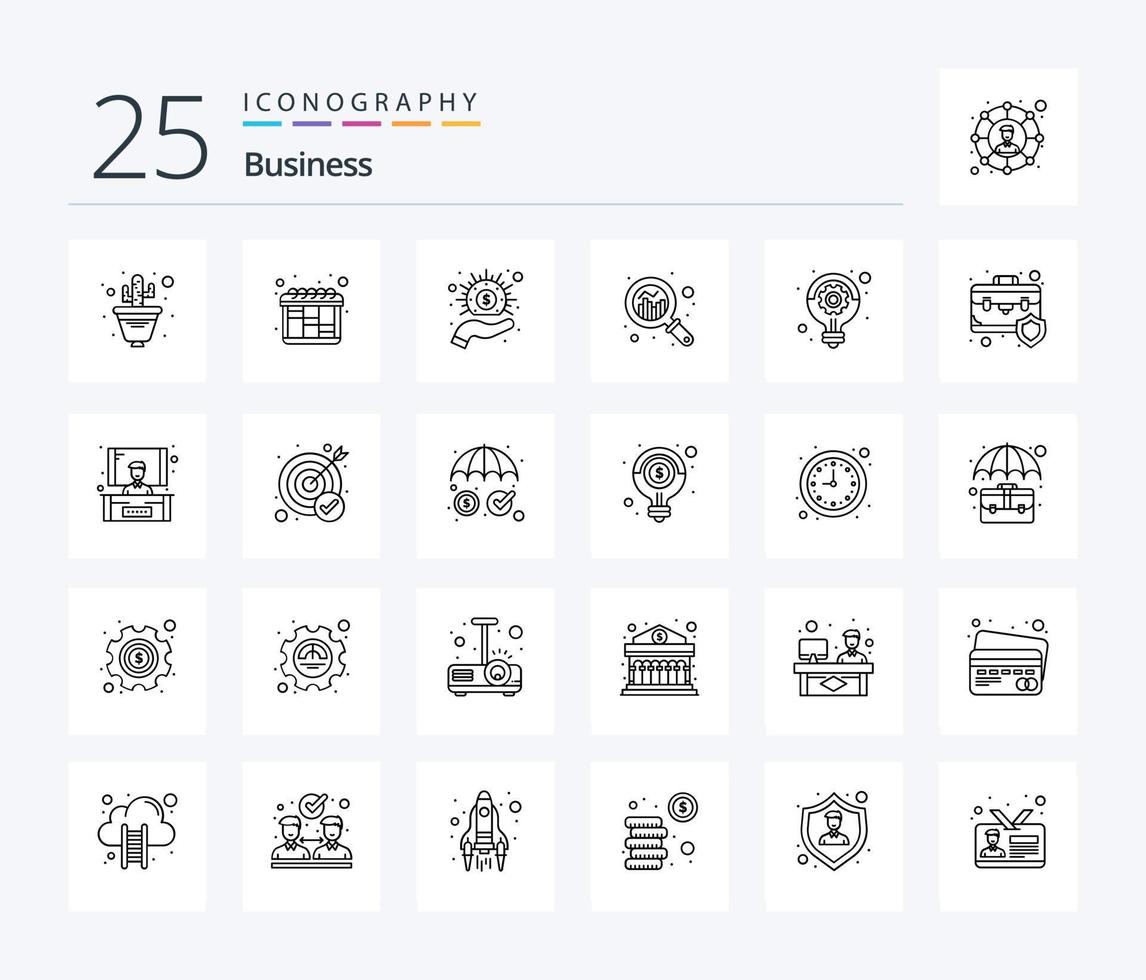 pacote de ícones de 25 linhas de negócios, incluindo estratégia. o negócio. dinheiro. gráfico. crescimento vetor