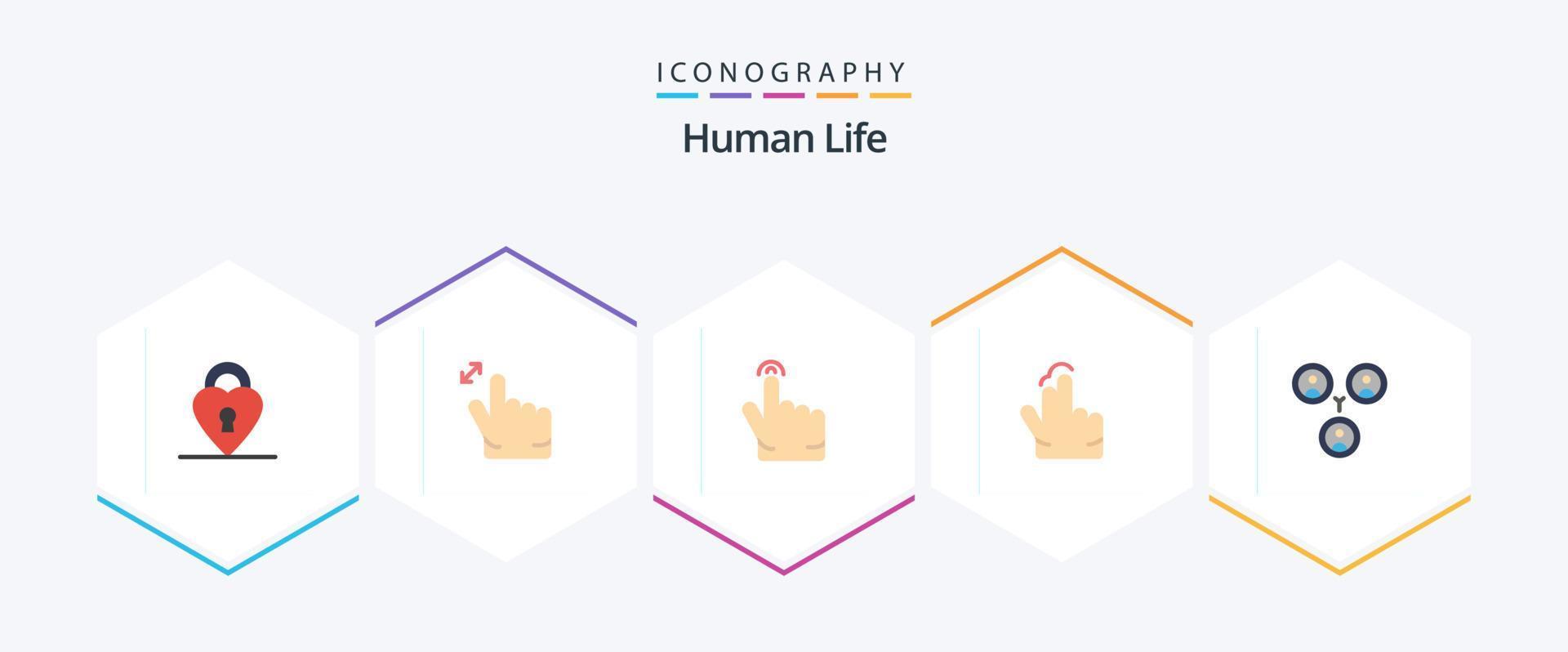 pacote de ícones planos humanos 25, incluindo . social. toque. amigos. toque vetor